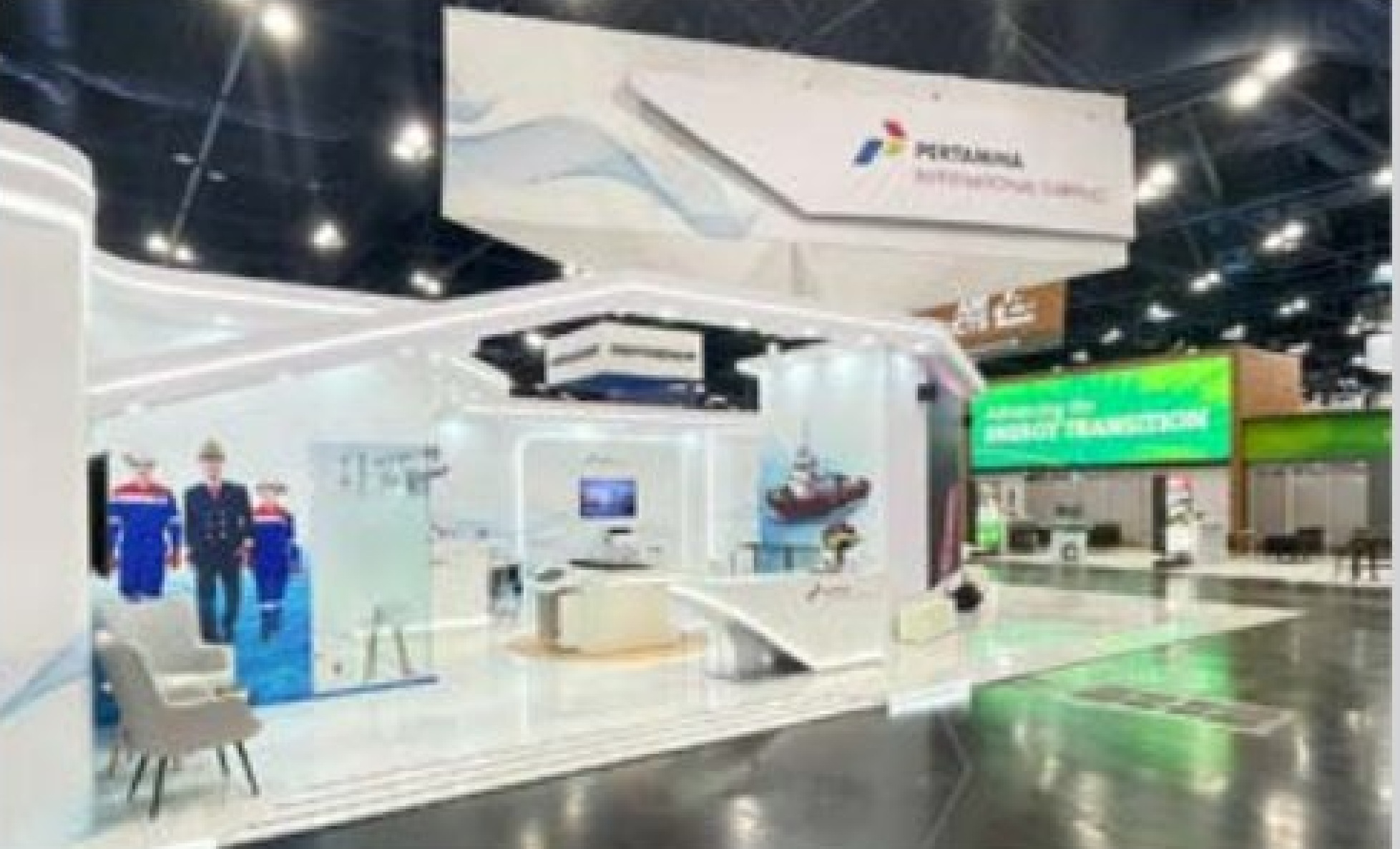 Photograph of exhibition stand Pertamina International Shipping after installation at Gastech USA 2024