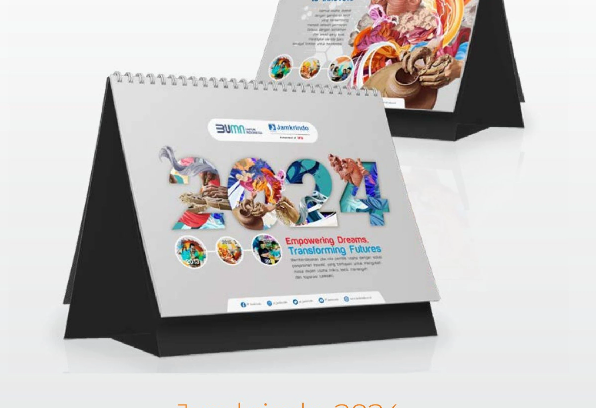 Photograph of calendar Jamkrindo 2024, company portfolio page 70
